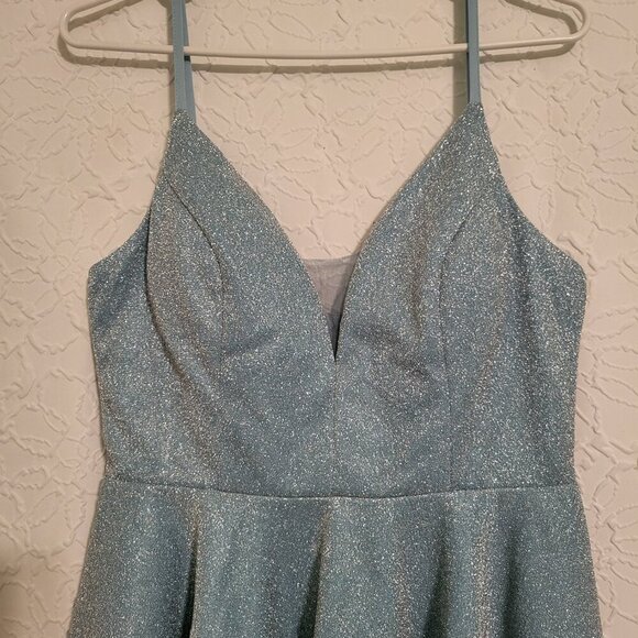 Ever-Pretty Lt Blue Sparkly Spaghetti Strap Short A Line Cocktail Dress Size 6 - Picture 6 of 11